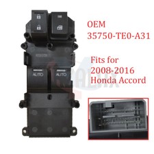 Interruptor de control de ventana eléctrica principal de vidrio para Honda Accord 2008-2016