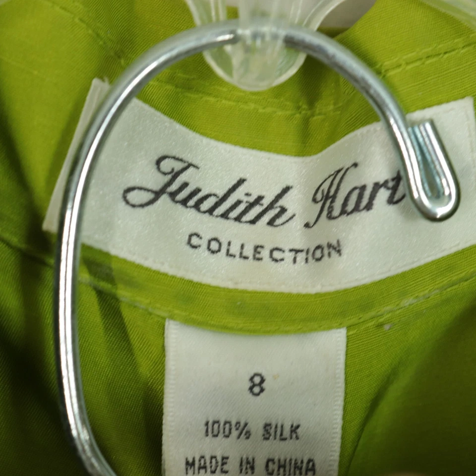 De Colección Judith Hart 3 piezas Pantalón de Seda Traje 8 Chartreuse Túnica Chaqueta A Medida Cremallera Top Foto 4 de 4
