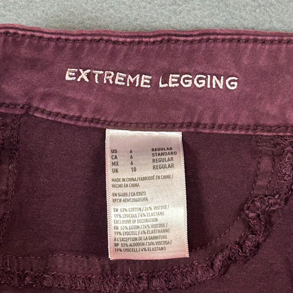 Pantalones de mezclilla American Eagle para mujer talla 6 ciruela púrpura legging extremo súper elásticos AEO Foto 3 de 4