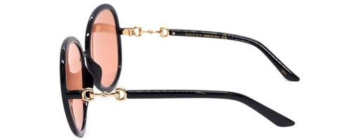 GUCCI GG0889S-003 Women's Round Designer Sunglasses Gloss Black Gold/Orange 61mm - Picture 3 of 3