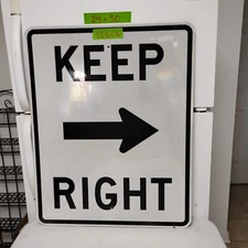 Traffic Road Street Sign Authentic Retired  Keep Right 24"X30"  12-606