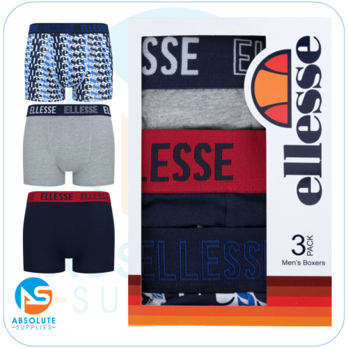Mens 3pk Ellesse Boxer Shorts Underwear Trunks Stretch Cotton XMAS GIFT RRP £30  - Picture 1 of 6