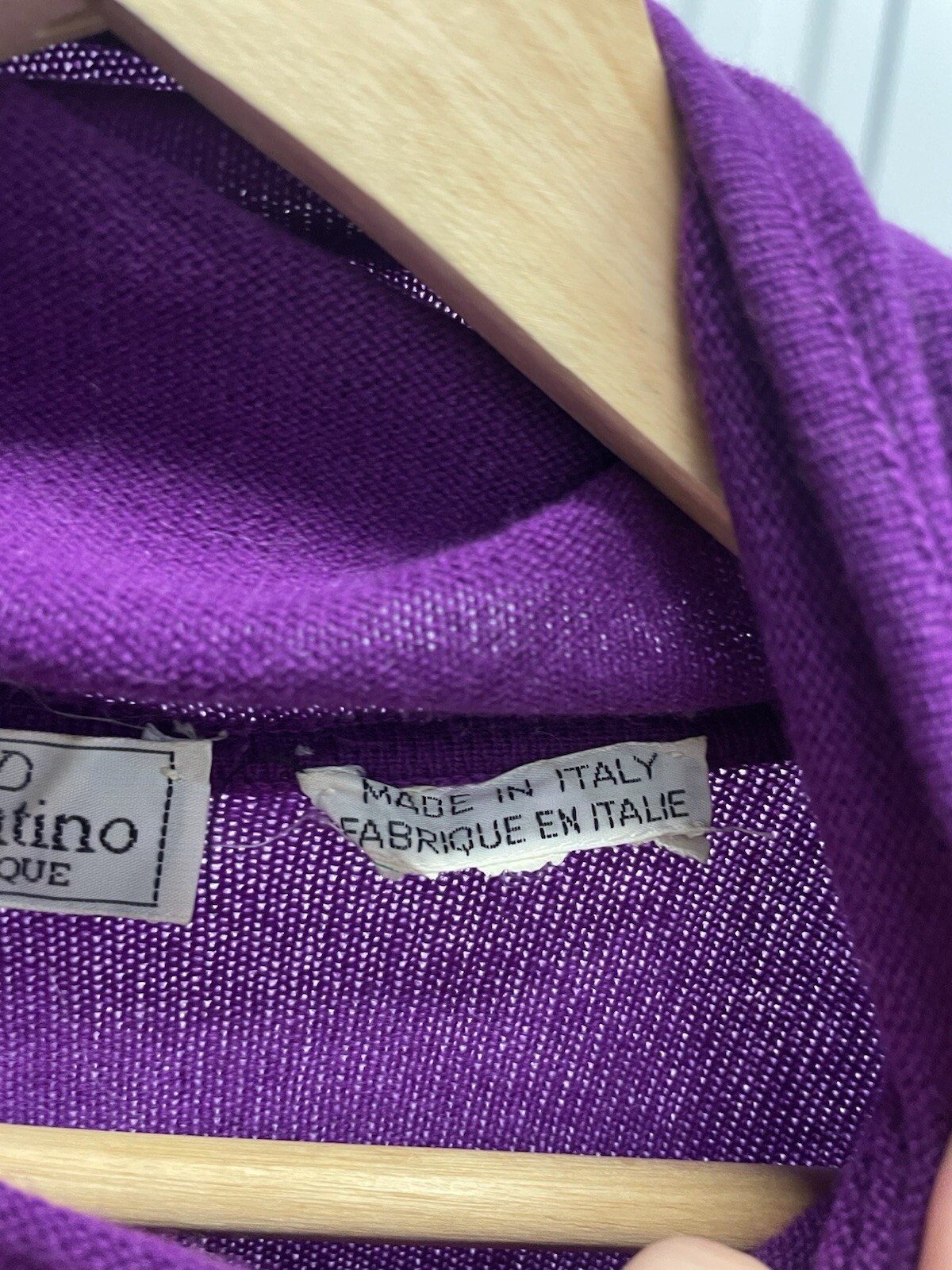 VTG 80s Valentino Boutique Purple Cashmere Padded Shoulder Turtleneck Sweater M thumbnail 6