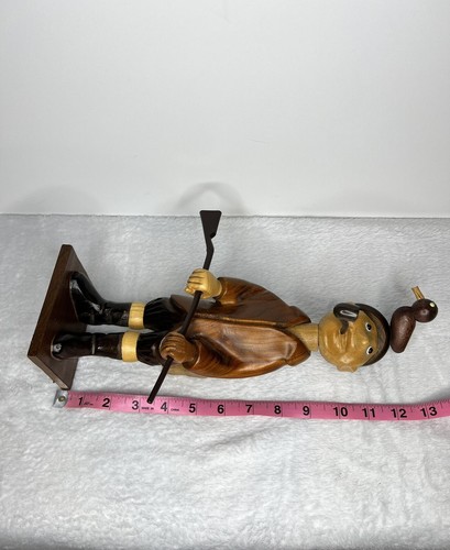 Vintage Hand Carved Wooden Duck Hunter Figurine Made in Italy Folk Art - Picture 6 of 8