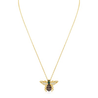 Suzy Levian gelbe Sterling Silber Zirkonia Hummel Halskette
