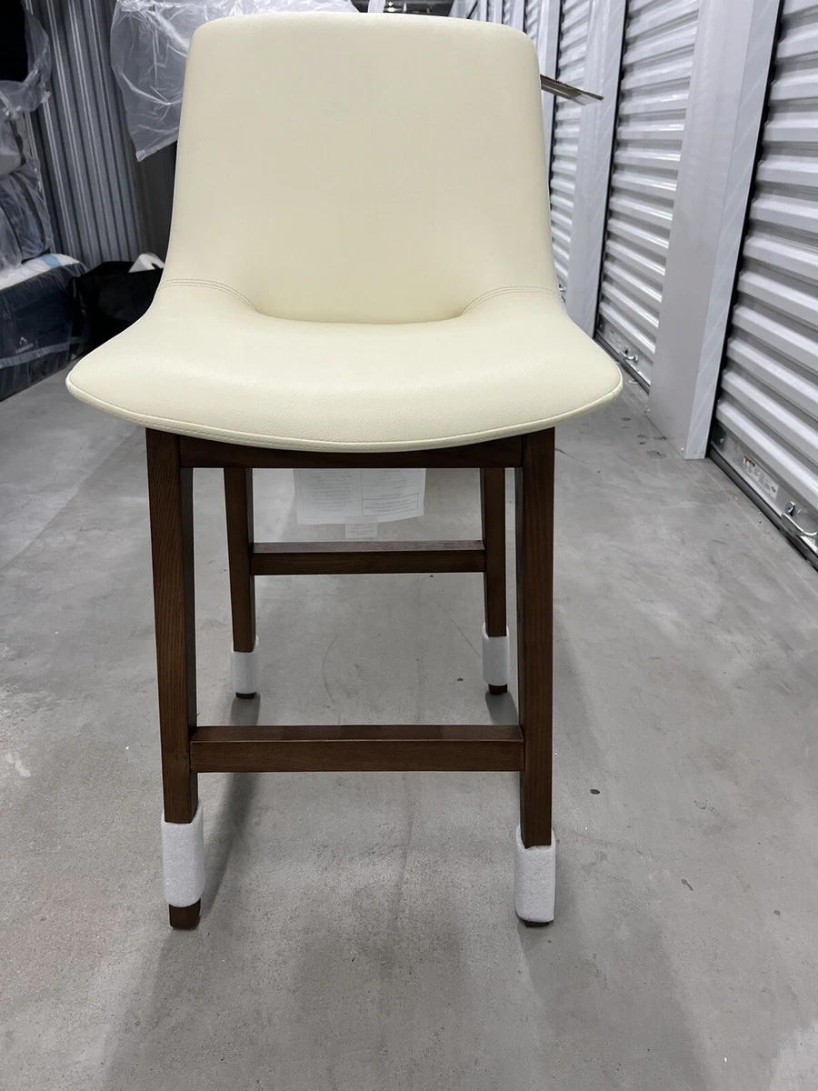Aubrey Counter Stool PU Leather Monaco Cream Walnut Stain