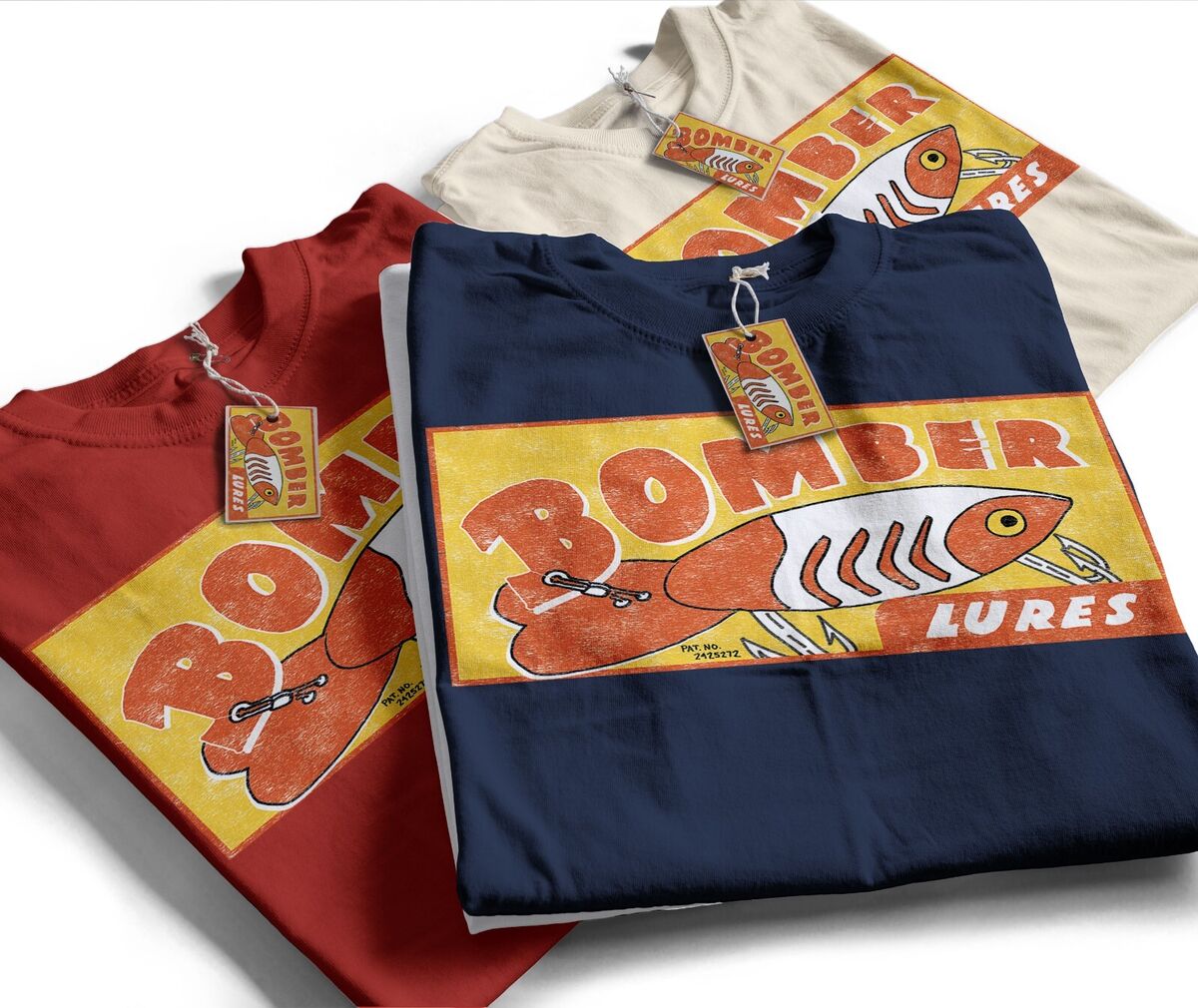 Bomber Lures, Vintage Fishing Lure T-Shirt, Fisherman Apparel Antique  Angler