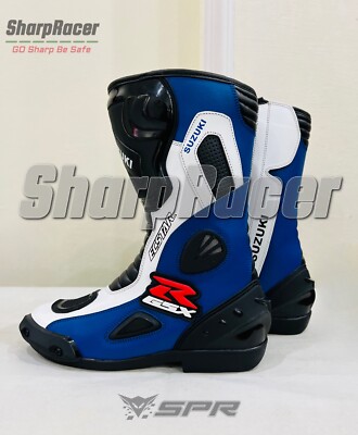 Suzuki GSXR Motorcycle Motorbike Racing Leather Boots Ecstar Shoes