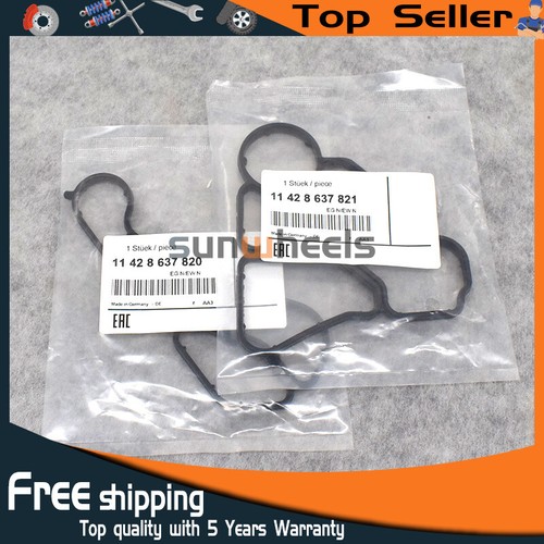 2X ENGINE OIL FILTER GASKET COOLER FOR BMW SEAL SET 11428637820 11428637821 - Picture 2 of 7