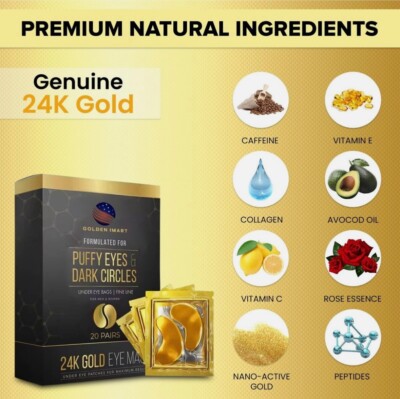 Golden iMart Under Eye Patches for Dark Circles - 24k Gold Eye Mask for Luxur...