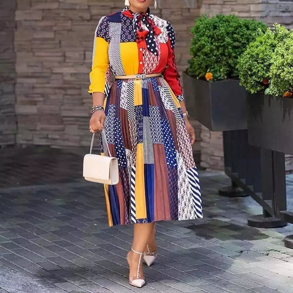 Polka Dot Dress for Spring Events Elegant Career Dress with Multi