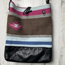 RAJ Southwestern Bag Woven Aztec Crossbody Women's Purse Satchel Cotton Leather