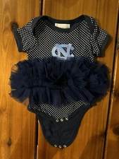 University of N CAROLINA UNC blue creeper Tutu dress 6 Months baby girl