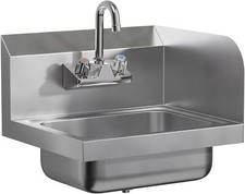 NSF Commercial Wall Mount Hand Sink with Right Side Splash Guard 15 in. x 17 in