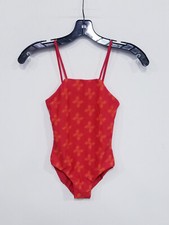 OF ONE SEA Girl's Strappy One Piece in Red Breadfruit Bandana Swimsuit sz 5/6