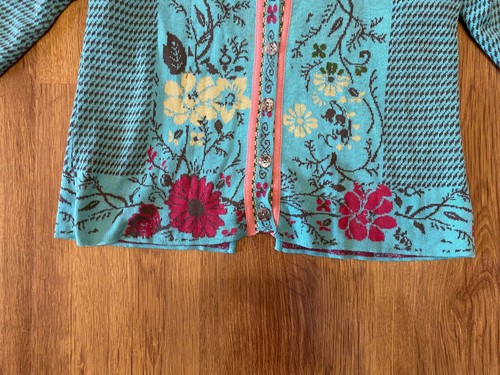 CÁRDIGAN CORTO IVKO ALGODÓN MULTICOLOR TEJIDO FLORAL RELAJADO-S/36 - Imagen 11 de 12