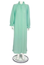 Take- Along Sears Robe Nightgown Mint Green Long Sleeve Snap Button Medium 12-14