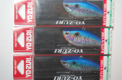 3 lures yo zuri rattl'n vibe series sinking f1019-bt blue silver 5/8oz 2 1/2''  