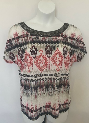 Ladies AB Studio top with beaded collar size XL - Picture 1 of 11
