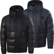 Soulstar Mens Shiny Puffer Jacket Designer Wrap Neck Hooded Winter Coat Warm