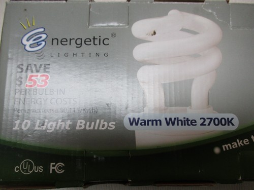 N.O.S. 10 PACK BOX ENERGETIC LIGHTING 60W REPLACEMENT (13W) SPIRAL BULBS. - Picture 2 of 8