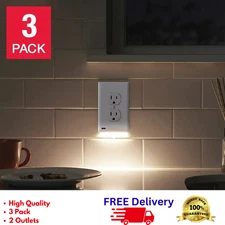 SnapPower GuideLight 2 LED Outlet Cover 3-Pack Auto On/Off Night Light New