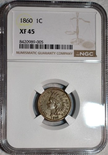 NGC XF-45 1860 Indian Head Cent, Richly Hued & Well-Struck.