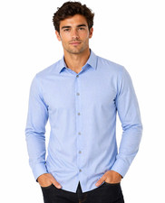 Alfani Mens Shirt New L Light Blue Solid Button Down Long Sleeves