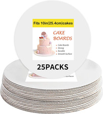 Yeplan 25 Packs White Cake Boards, 10 Inch Food-Grade round Cake Board