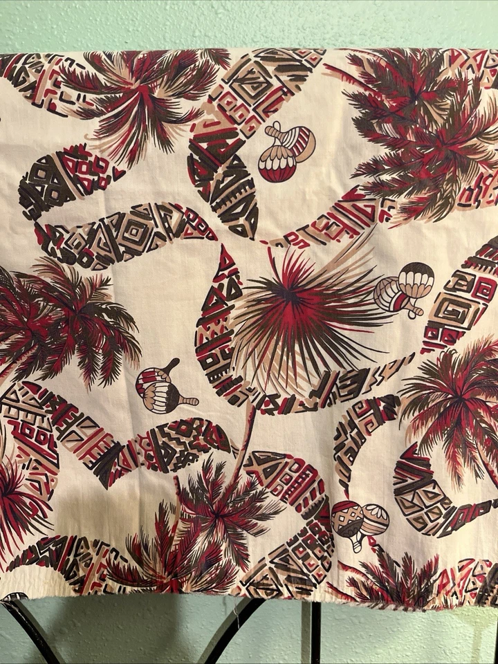 Vintage Tiki Fabric cotton Maracas & palm trees - Image 4 of 4