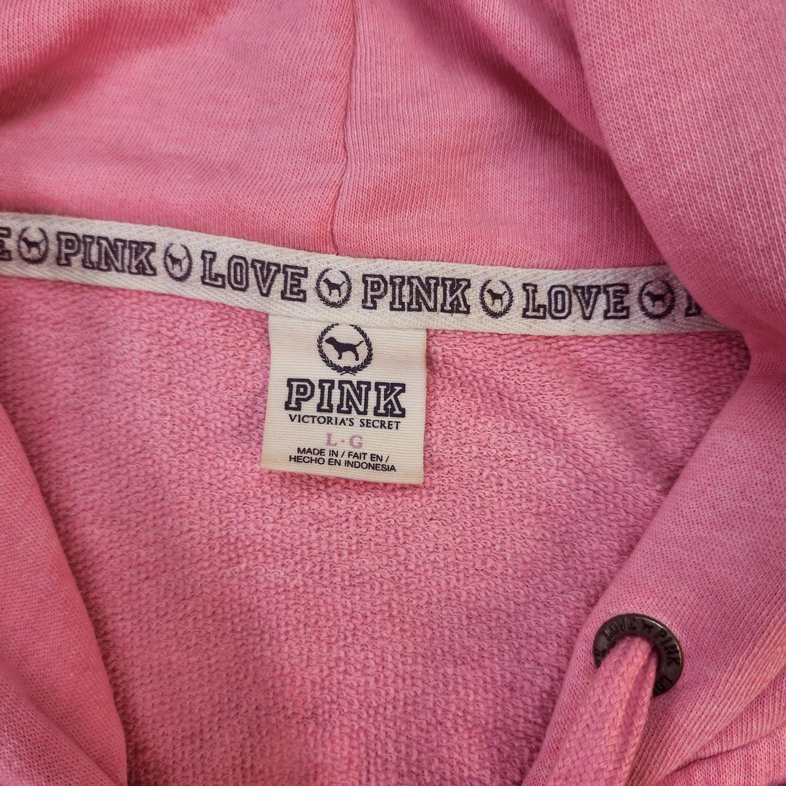 UNDERCOVER Felpa Victoria's Secret rosa con cappuccio donna piccola full zip maglione cane