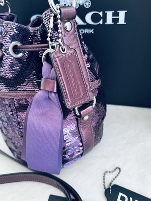 COACH POPPY SPECIAL EDITION SEQUINS AMETHYST CINCH DRAWSTRING