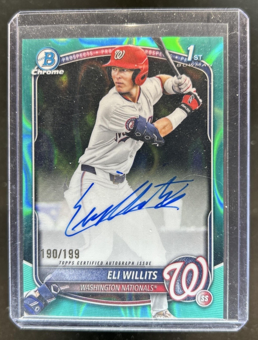 2025 Bowman Draft Eli Willits Chrome Auto Aqua Lava Refractor 1st #/199