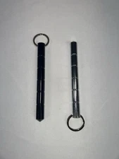Two Pack 5” Kubaton Self Defense Key Chain Black And Silver