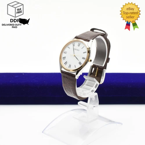 Vintage 1998 [MINT /Box] SEIKO 8J41-0AJ0 White Dial Gold 33mm Unisex Watch JAPAN