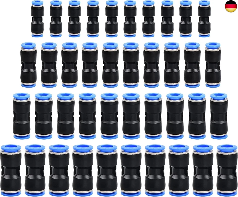 Pinsheng 40 Stück Pneumatik Steckverbinder Set, Gerade Push in Schnellkupplung