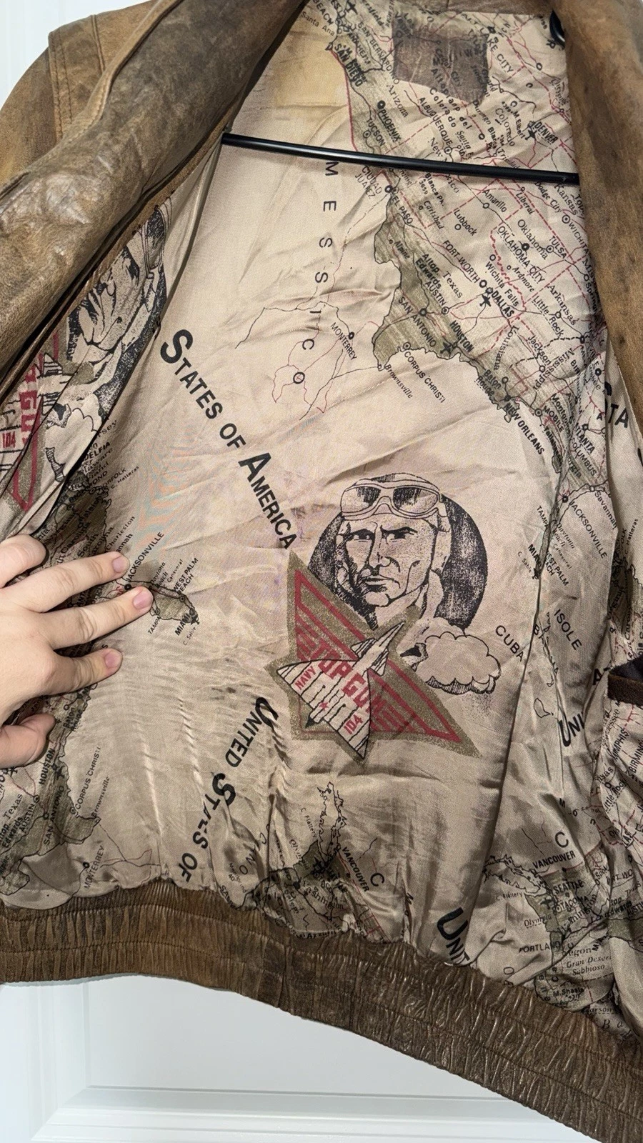 Vera Pelle “Top Gun” Brown Bomber Jacket Size 48 (As-Is/See Pics) image 7