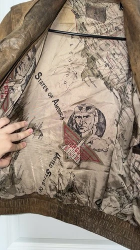 Vera Pelle “Top Gun” Brown Bomber Jacket Size 48 (As-Is/See Pics) image 7
