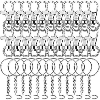 120Pcs Swivel Snap Hook and Key Rings with Chain for Keychain Lanyard Sliver