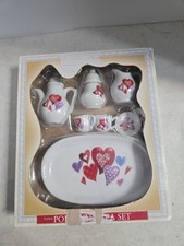 Vintage 8 piece Porcelain Tea Set Miniature Toy Set Hearts
