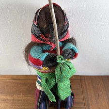 Vintage Folk Art Hanging Kitchen Witch 17”