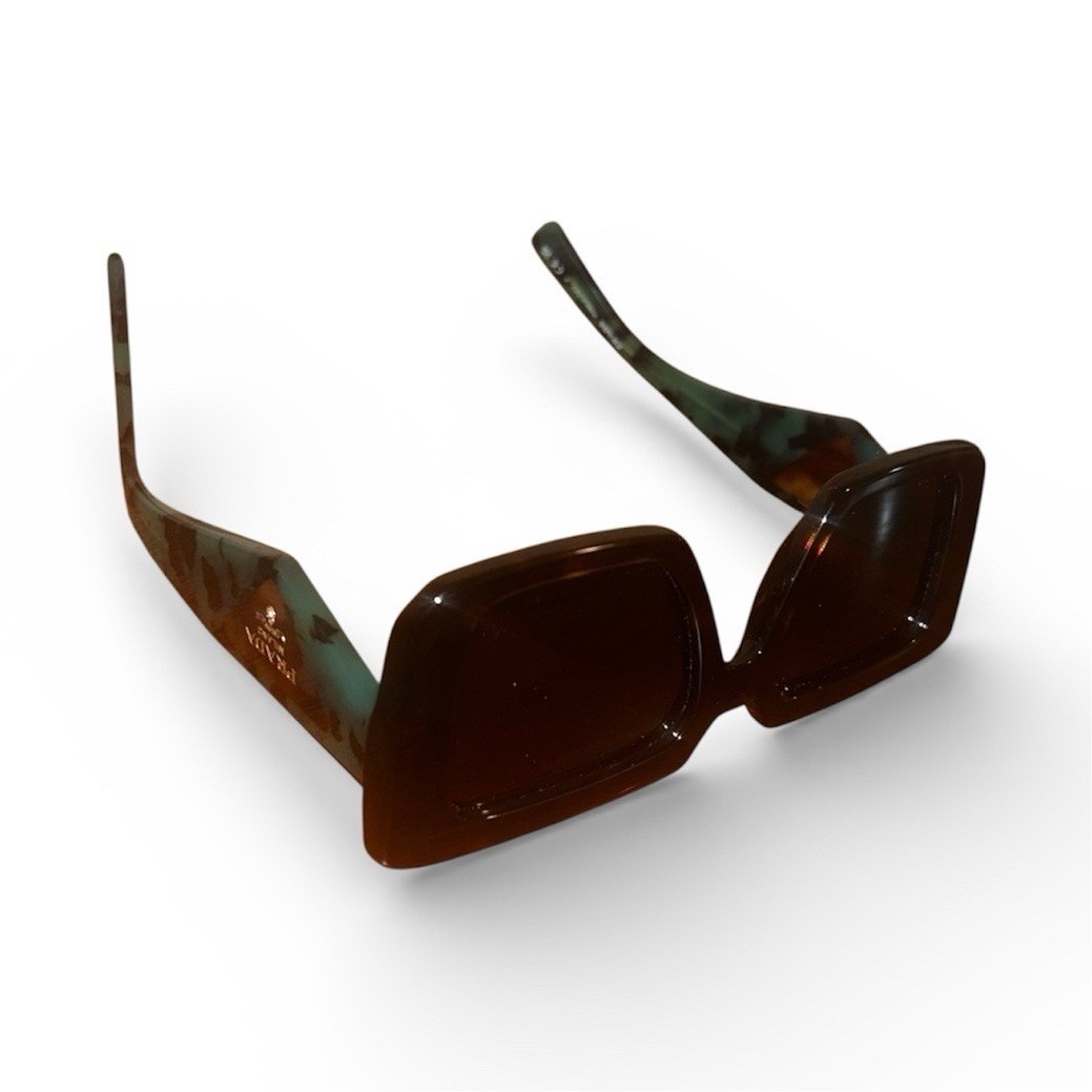 Prada Rectangular Brown Plastic Sunglasses Brown … - image 1