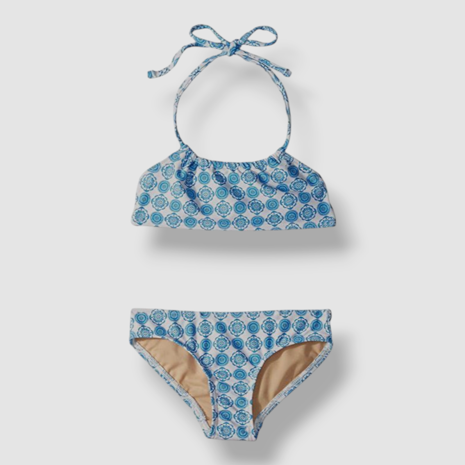 Toobydoo Girls Blue White Bandeau Bikini Two-Piece Set Swimwear Size 11-12