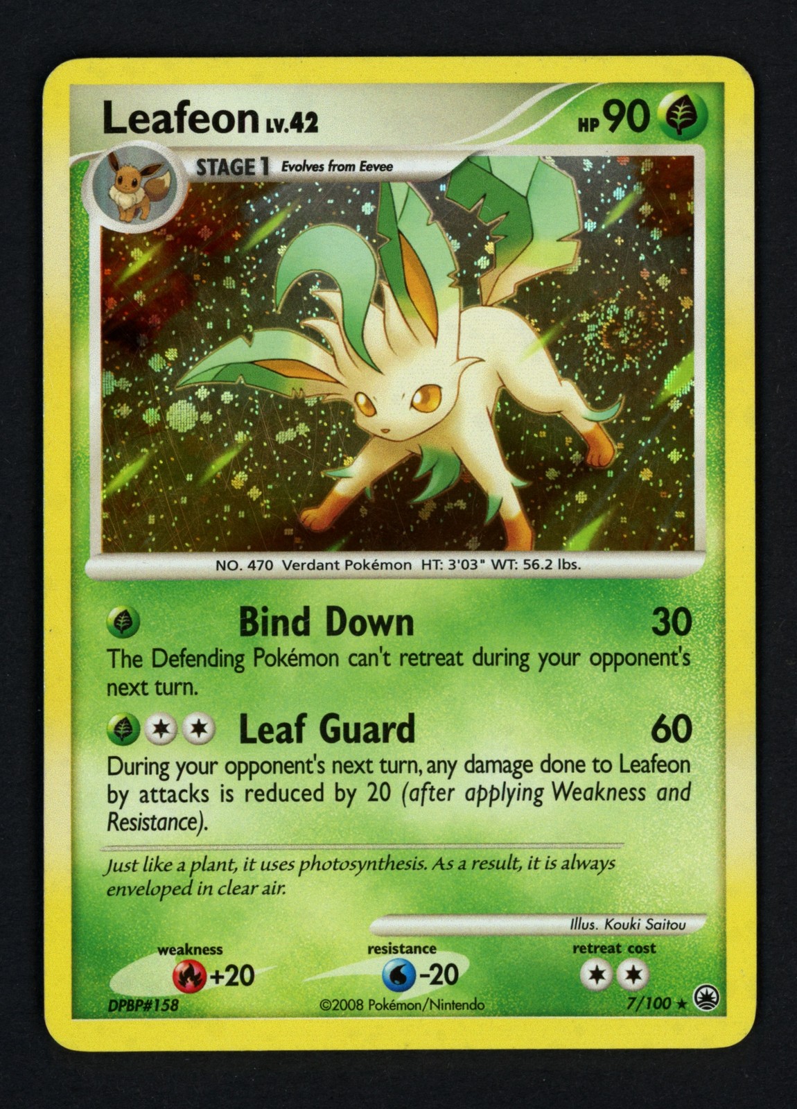 Leafeon 7/100 Majestic Dawn Holofoil Swirl Rare Pokemon TCG