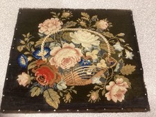 Vintage Board mounted  handworked Floral Basket  Needlepoint  34 x 39 cm
