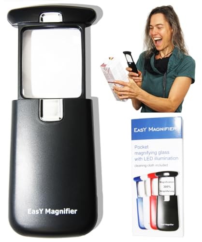 Magnifier Pocket Magnifying Glass with LED Light 30X Small Handheld Lighted