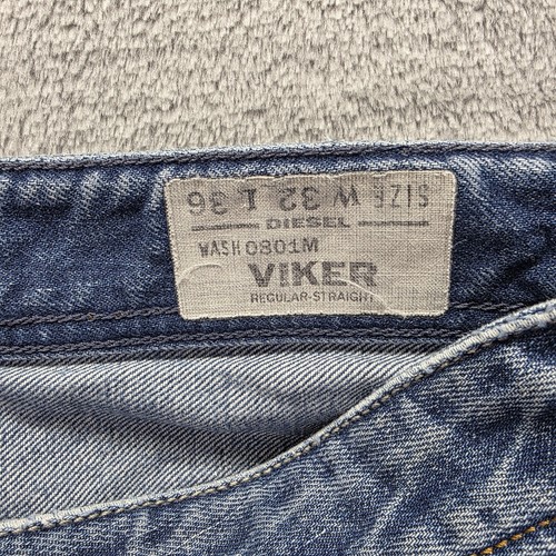 Diesel Jeans Herren 32 Blau Viker Regular Straight Button Fly Wash 0201M - Bild 6 von 15