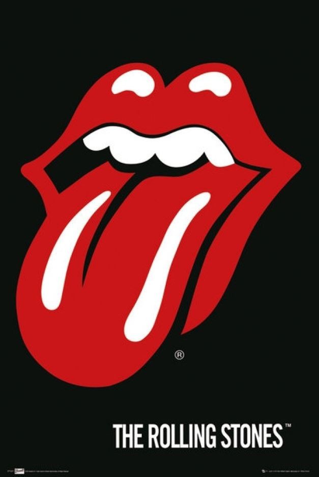 The Rolling Stones Lips Maxi Poster - Black Wooden Framed