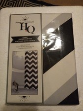 Black  White Chevron Fabric Shower Curtain 70  x 78" Shower Curtain HQ NEW