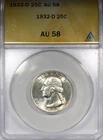 1932-D Washington Quarter ANACS AU58 Circulated Key Date 25C